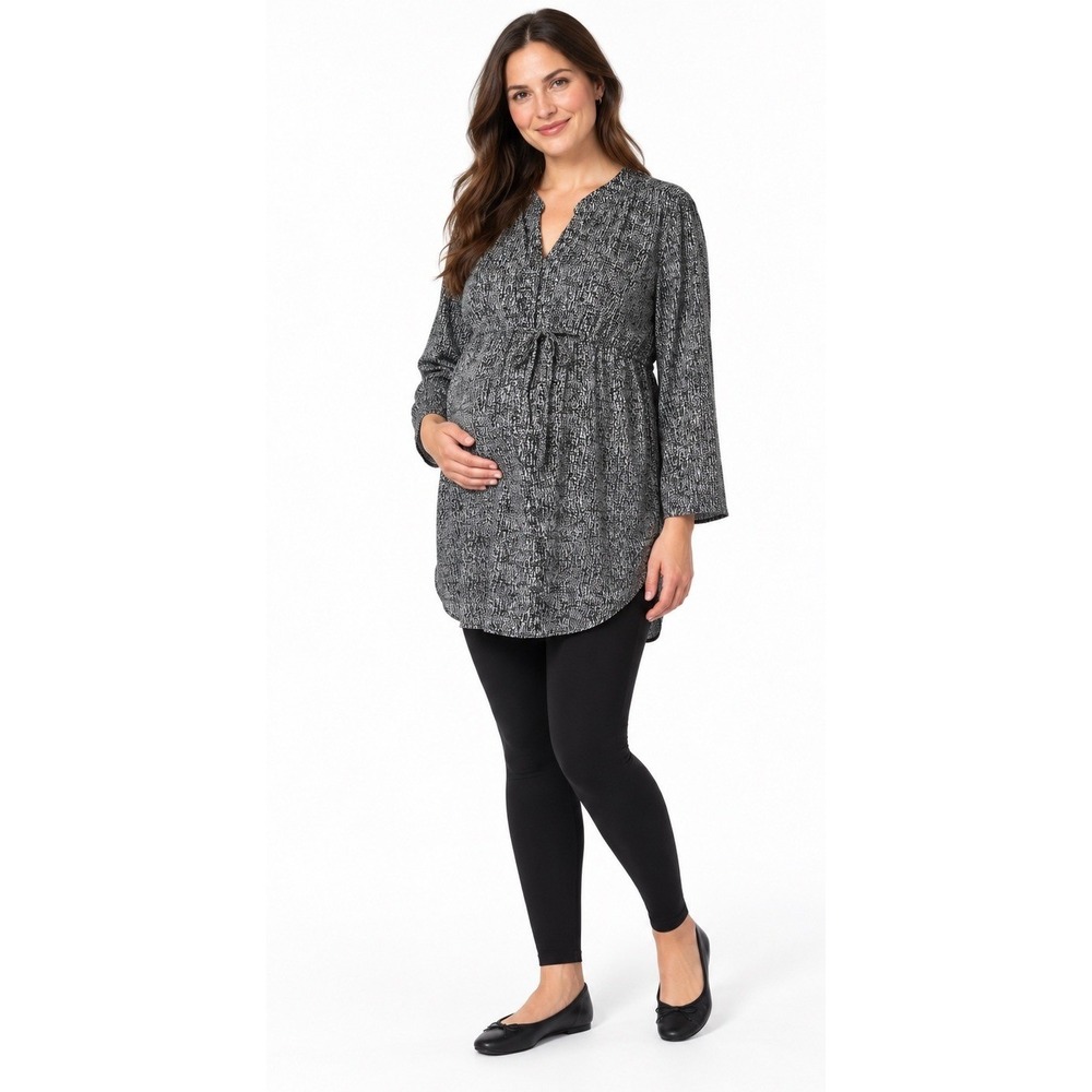 A Pea in the Pod Tunic Top Women Medium Black Drawstring Pregnancy Maternity